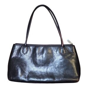 HOBO International Brown Leather Shoulder Bag Zip Top Slim Tote Purse